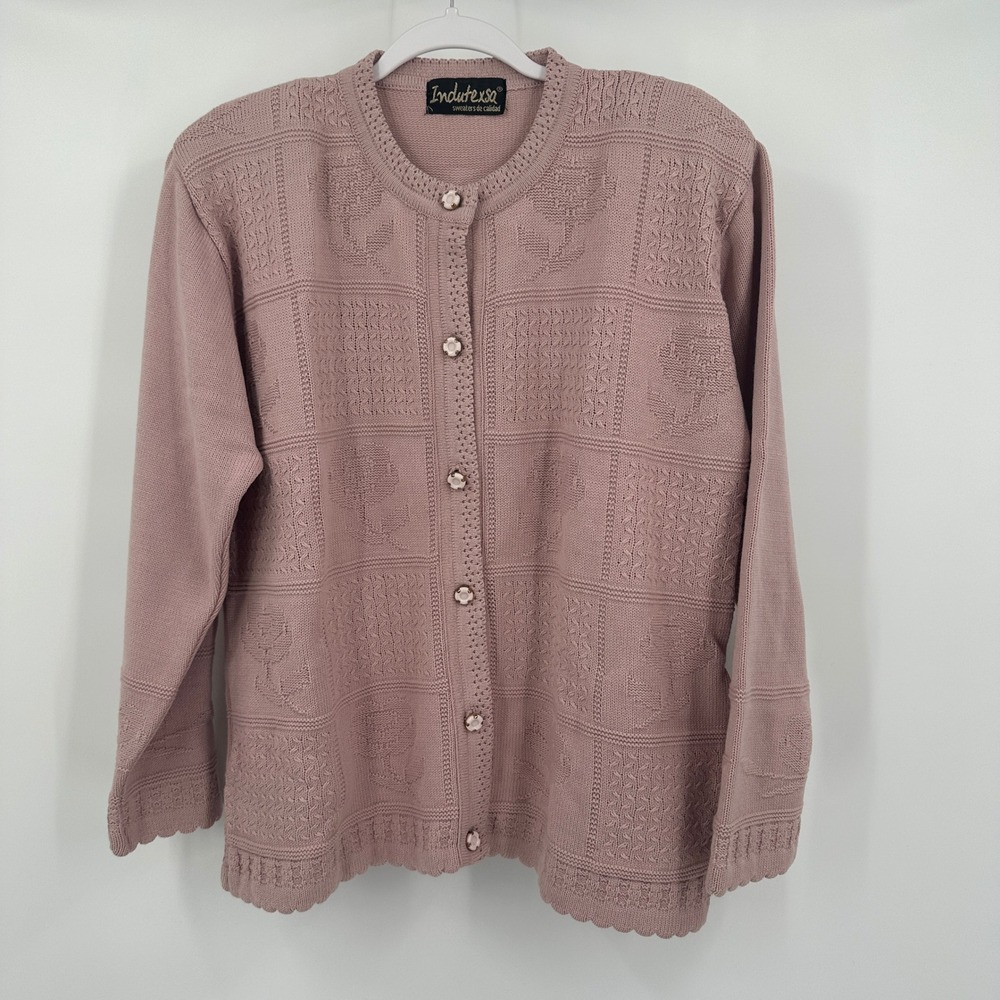 Womens‎ Vintage Cottagecore Knit Cardigan Sz XL Floral Patchwork Grandmacore